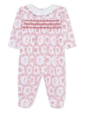 Little Me Holiday Christmas Smocked Sleeper